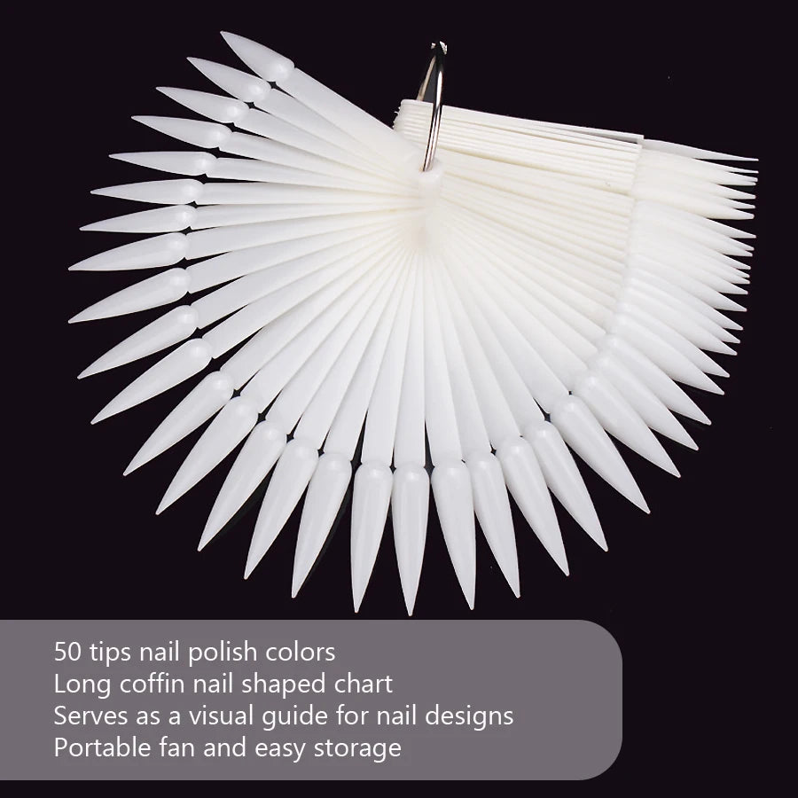Sharp Fan Shaped Nail Art, False Tips, Polish Gel Color, Practice Display 50st - 24 Timmar Deals