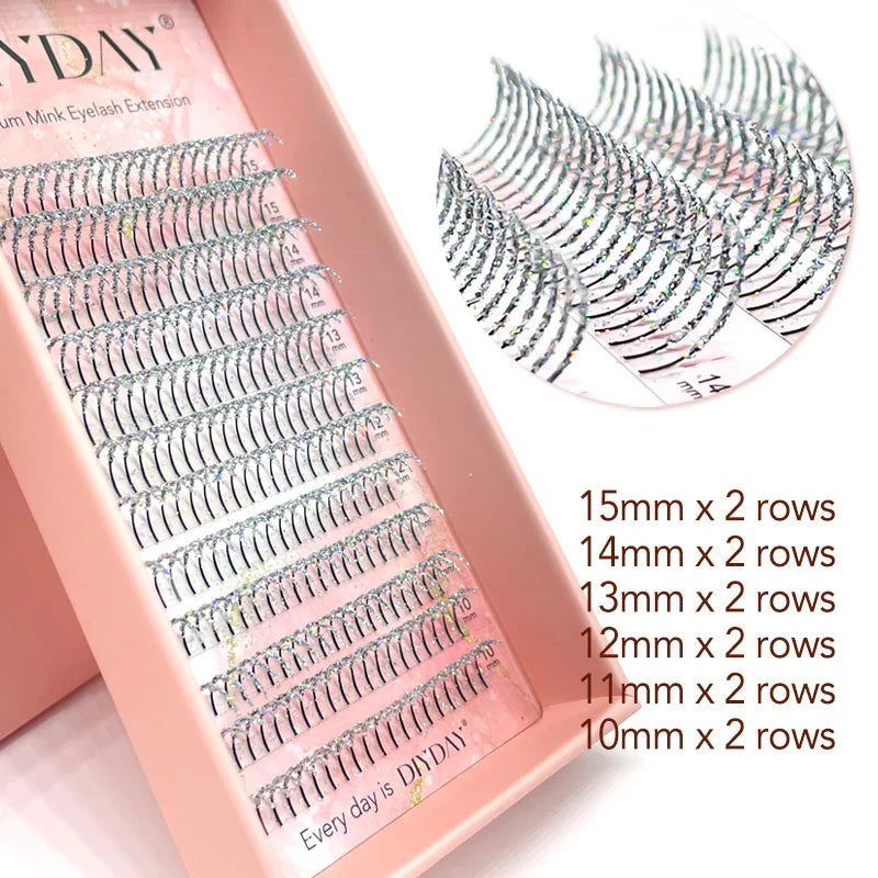Mixed Glitter Colored Eyelashes Individual Premade Russian Volume Fans Glitter Lashes Extension Wholesale for Halloween - 24 Timmar Deals