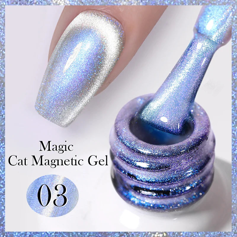 10ml Magic Cat Magnetic Gel Nail Polish Sparking Aurora Silver Effect Soak Off UV Gel Varnis Semi-Transparent - 24 Timmar Deals