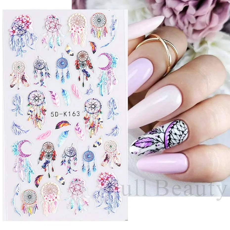5D White Flower Embossed Nail Art Decals - 24 Timmar Deals