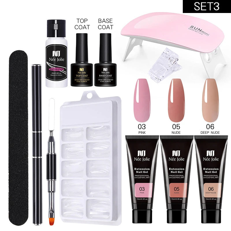 Poly Nail Gel Kit with 6W LED Lamp - 24 Timmar Deals