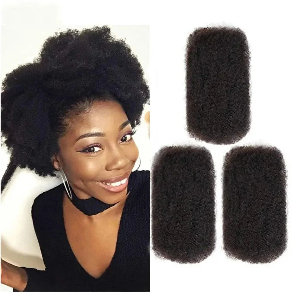 Remy Hair Afro kinky bulk människohår för flätning 1 bunt 50 g/st Naturliga färgflätor - 24 Timmar Deals