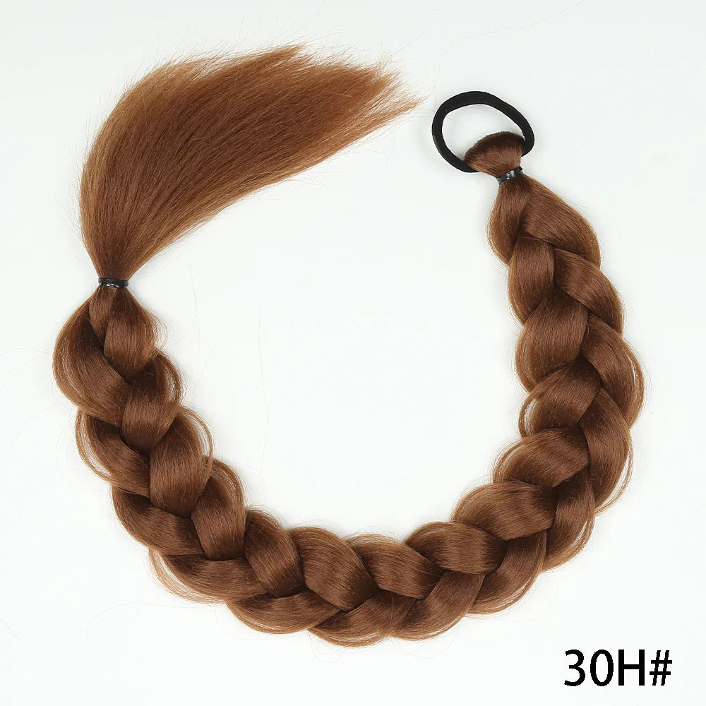 Syntetisk Long Twist Braid Hästsvansförlängningar med gummiband 24 tum - 24 Timmar Deals