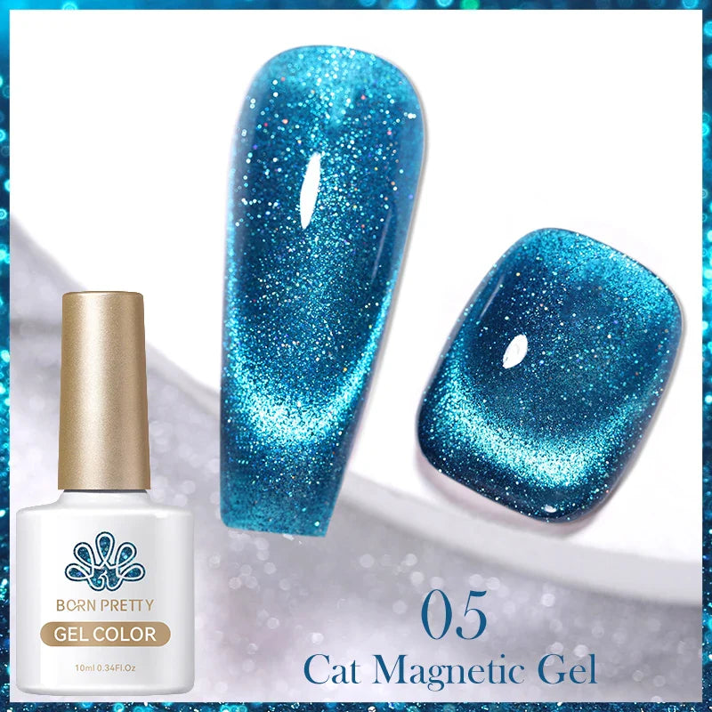 10ml Magic Cat Magnetic Gel Nail Polish Sparking Aurora Silver Effect Soak Off UV Gel Varnis Semi-Transparent - 24 Timmar Deals