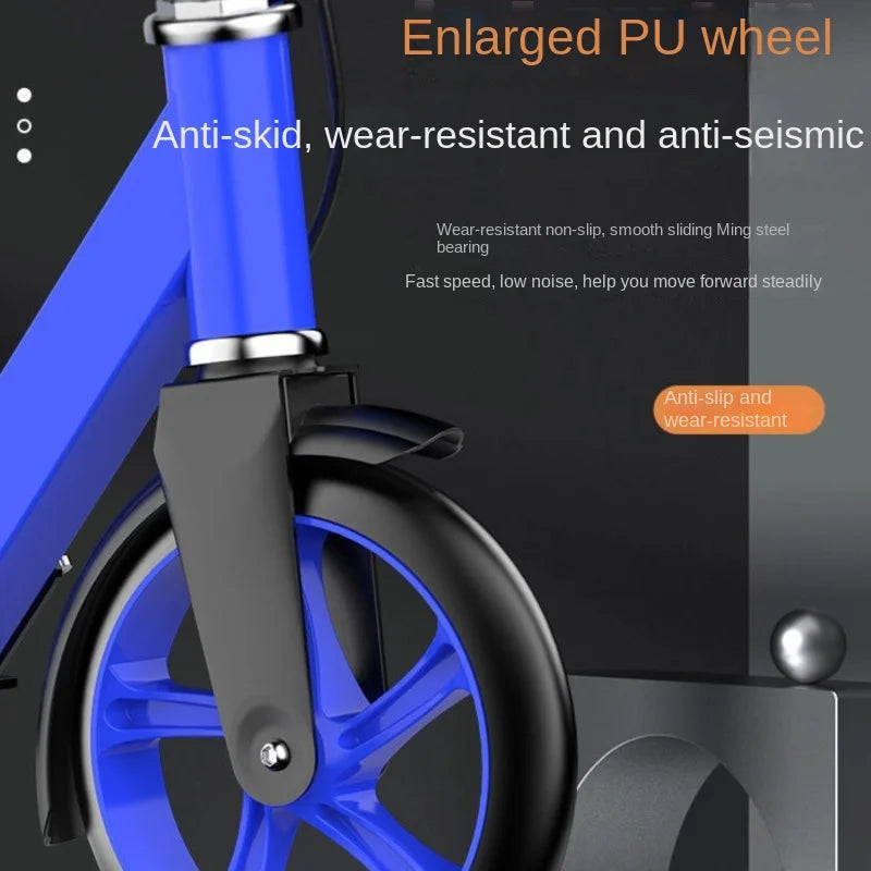 Manuell Vuxen skoter med hopfällbara två hjul och dubbla bromsar Design Antisladdpedaler för flexibel styrning - 24 Timmar Deals
