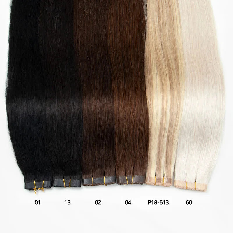 Osynligt hål Platt Pu-tejp Människohårsinslag Twin Tabs 25 cm lång 40-50g - 24 Timmar Deals