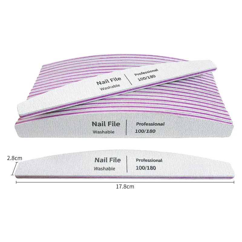 Nail File 100 to 180 Professional Tools Emery for Manicure Lime 240 Sandpaper Gel Polishing Files for Nails Buffers Set Polisher - 24 Timmar Deals