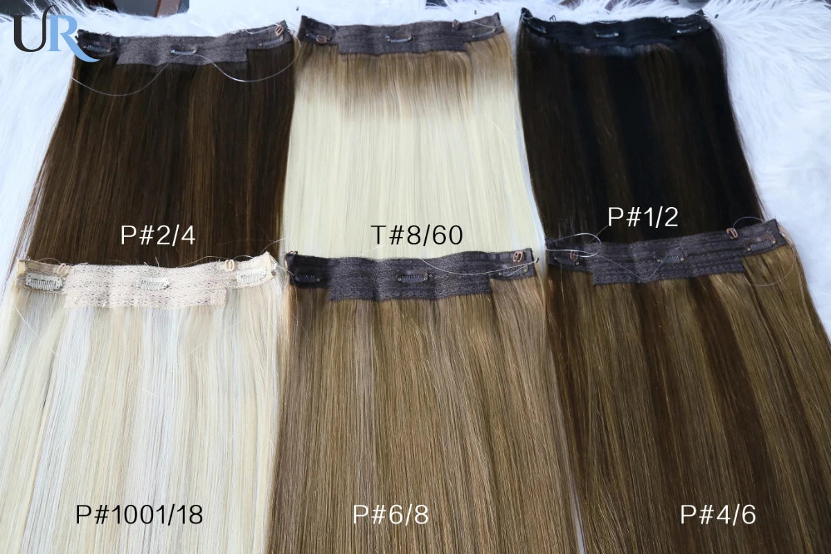 14" människohår rakt osynligt halotrådklämma i hårförlängning - 24 Timmar Deals