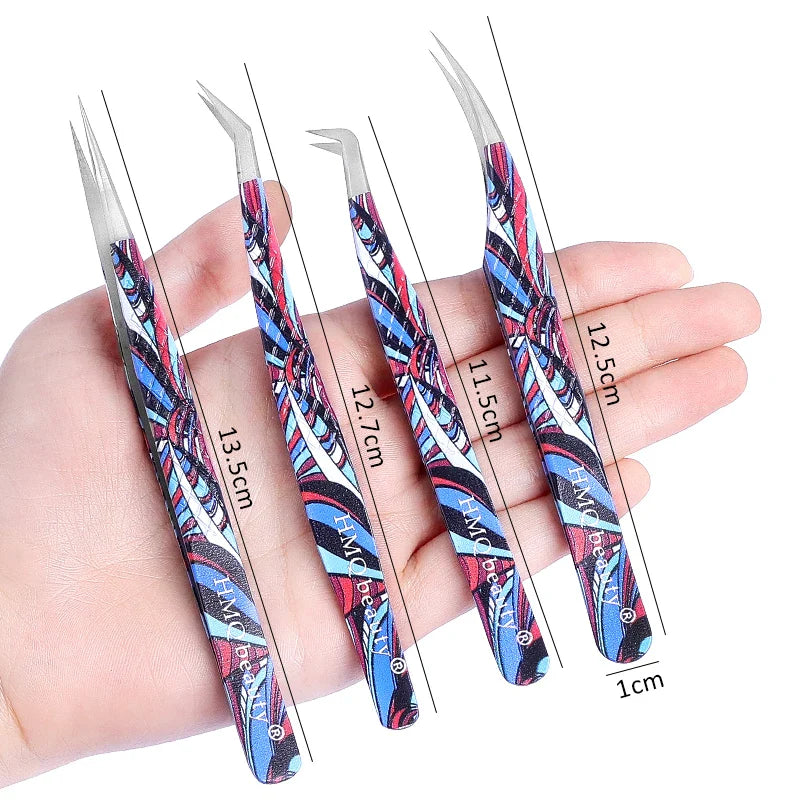 2st set Ögonfransförlängningspincett Individuell professionell Precision Volym Lash Pincett Rostfritt stål - 24 Timmar Deals