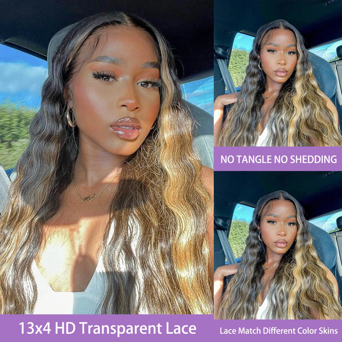 1B/27 Lösvågig Peruk Front Lace, Brasilianskt Äkta Hår, 13x6" - 24 Timmar Deals