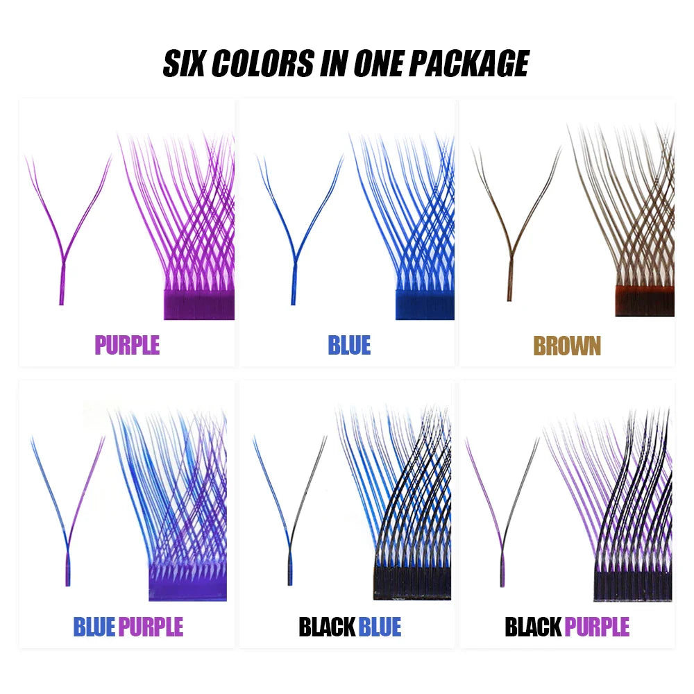YY Design Double Tips Colorful Eyelashes Premium Eyelash Rainbow Y Shape Fluffy Pre-made Individual Lashes - 24 Timmar Deals