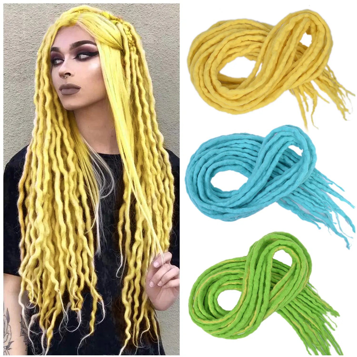 Syntetiska dreadlocks Virkat hår Mjukt ull Dread Locks Handgjorda fläta hårförlängning - 24 Timmar Deals