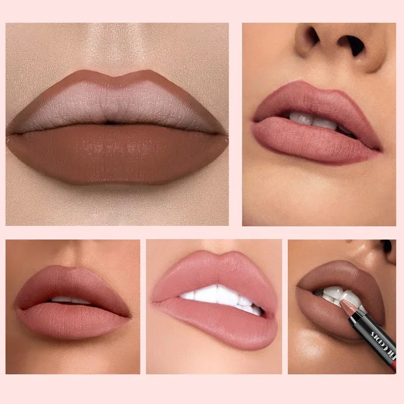 8 färger Velvet Matte Lipsticks Non-stick Cup vattentålig Moisturizing Lasting Lip Stick Lip liner - 24 Timmar Deals
