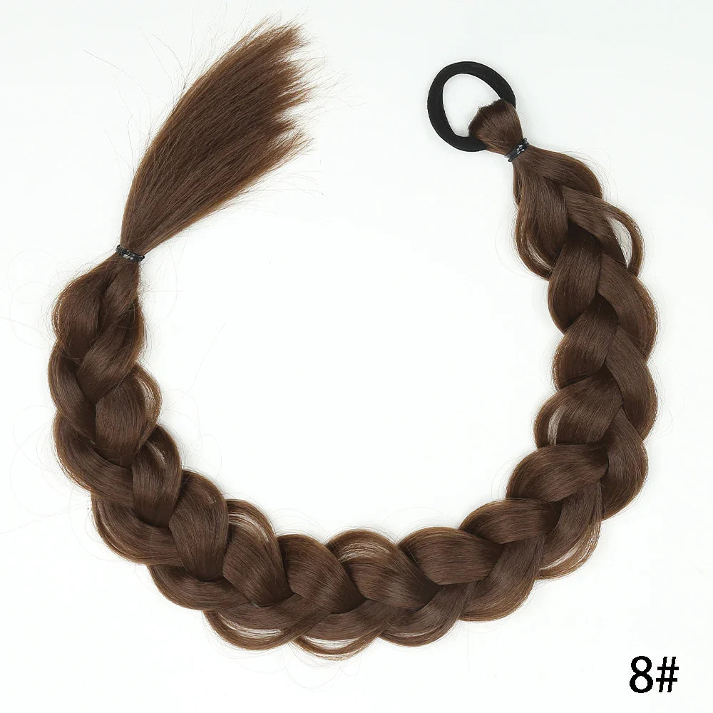 Syntetisk Long Twist Braid Hästsvansförlängningar med gummiband 24 tum - 24 Timmar Deals