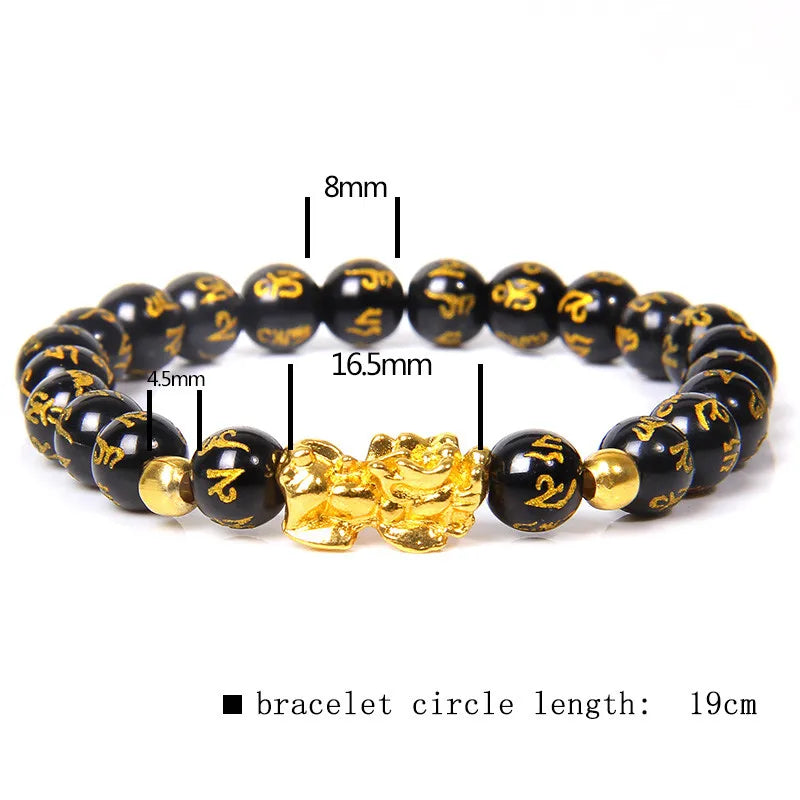 Fengshui Pixiu Armband Naturlig Obsidian Stone Beads Armband För Rikedom Lycka till - 24 Timmar Deals