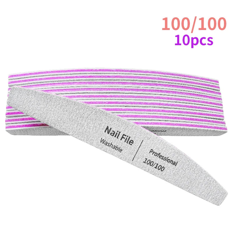 Nail File 100 to 180 Professional Tools Emery for Manicure Lime 240 Sandpaper Gel Polishing Files for Nails Buffers Set Polisher - 24 Timmar Deals