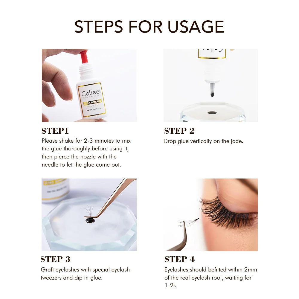 Gollee Banana scent Eyelash Glue 1s Fast Drying Waterproof Glue Premade fans Glue 3-5 Weeks Lasting eyelash extension glue Salon - 24 Timmar Deals