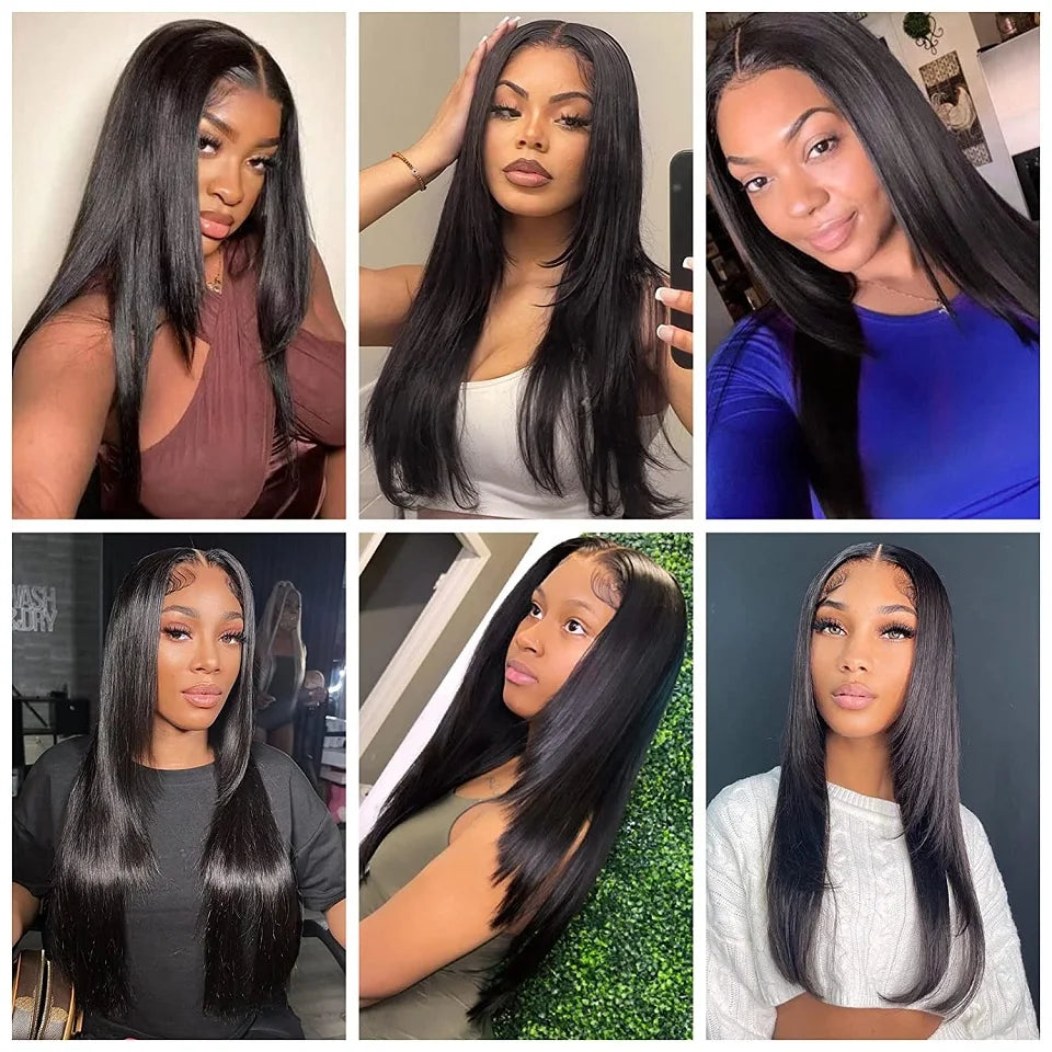 Brasiliansk Remy Layered Lace Front Peruk Mänskligt hår Layered Cut Rak Peruk - 24 Timmar Deals