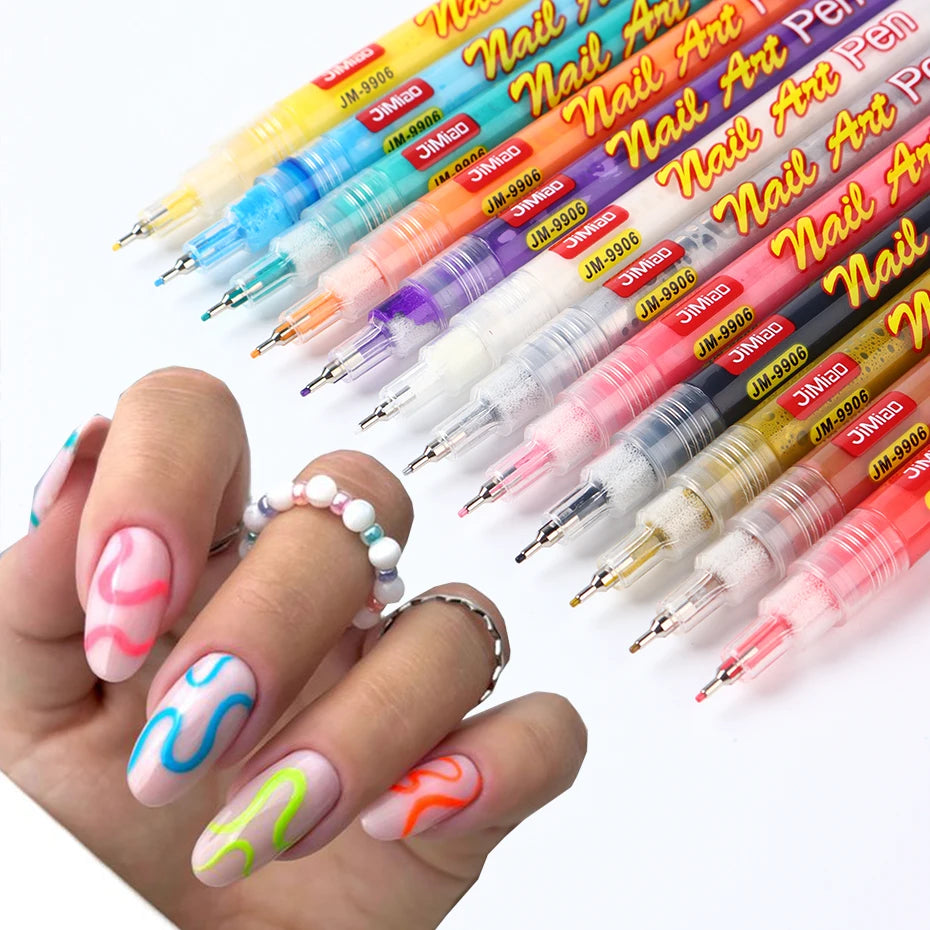 12st/Set Nail Art Graffiti Penna Nail Marker Ritning Abstrakta linjer Fin detalj - 24 Timmar Deals