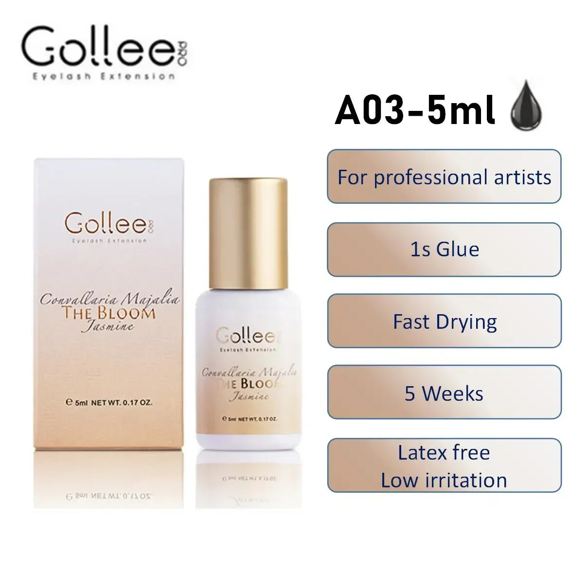 Gollee 5ml Eyelash Extension Glue 0.5 Second Fast Drying False Eye Lash Extension Glue Gollee Super Bonder Eyelash Glue Primer - 24 Timmar Deals