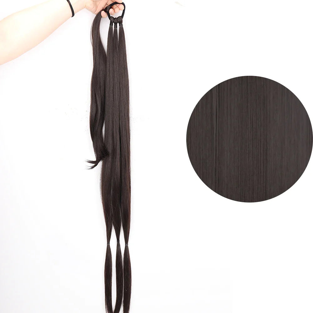 Ponytail Extensions Syntetiska boxningsflätor lindade Chignon-svans med gummiband Hårring 34" - 24 Timmar Deals