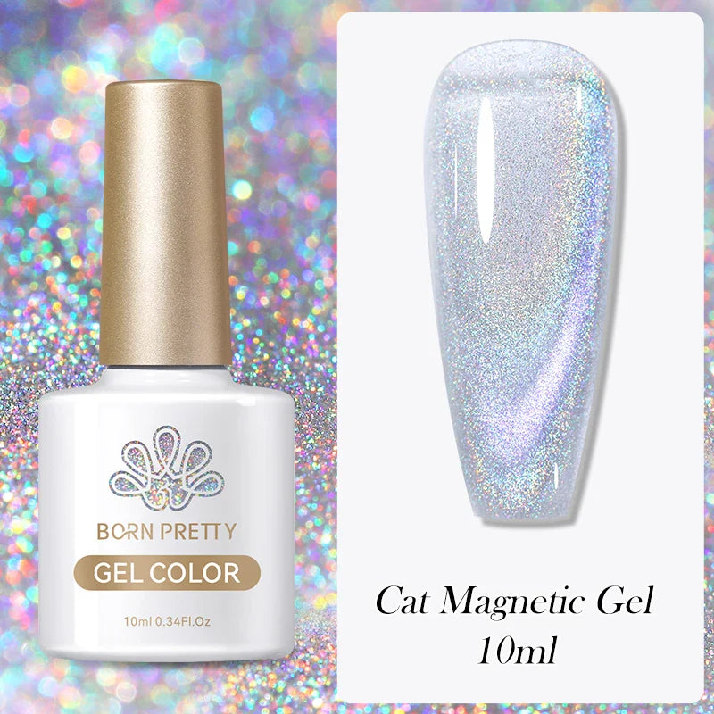 10ml Magic Cat Magnetic Gel Nail Polish Sparking Aurora Silver Effect Soak Off UV Gel Varnis Semi-Transparent - 24 Timmar Deals
