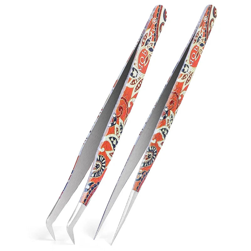 2st set Ögonfransförlängningspincett Individuell professionell Precision Volym Lash Pincett Rostfritt stål - 24 Timmar Deals
