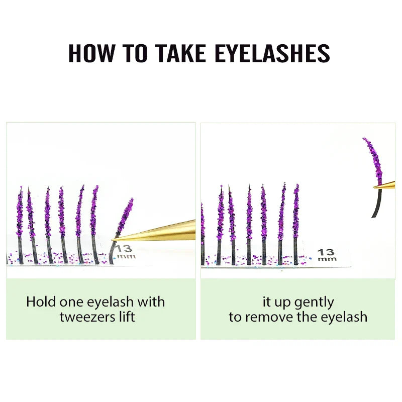 Glitter Shiny Colorful False Eyelash Extension DIY Mix Color Lashes Christmas Cosplay Party - 24 Timmar Deals