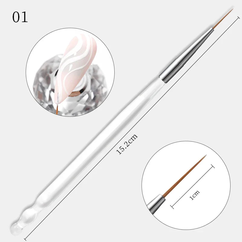 1 st Nail Art Ritning Målning Penna Tunn Rand Blomma Carving Liner Pensel - 24 Timmar Deals