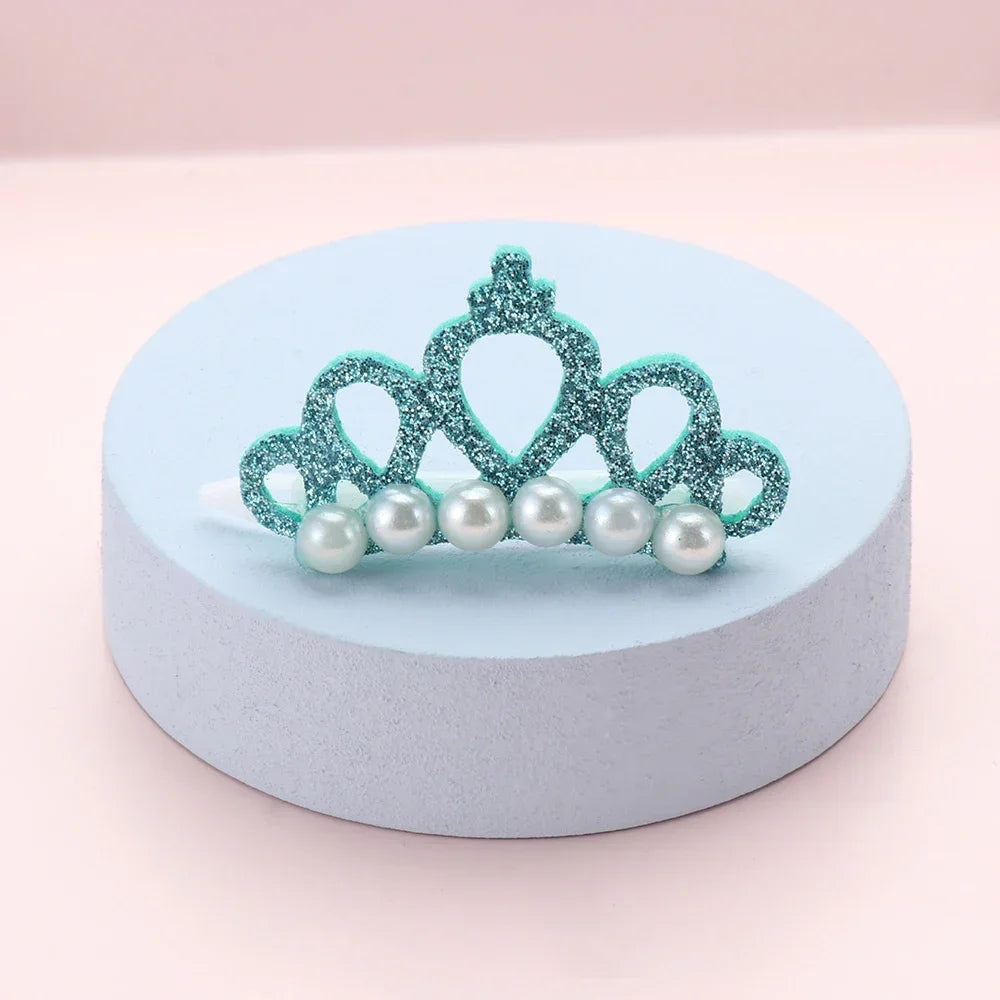 Valp Fake Pearl Crown Bow Hårklämma Söt Pet Head Decoration - 24 Timmar Deals