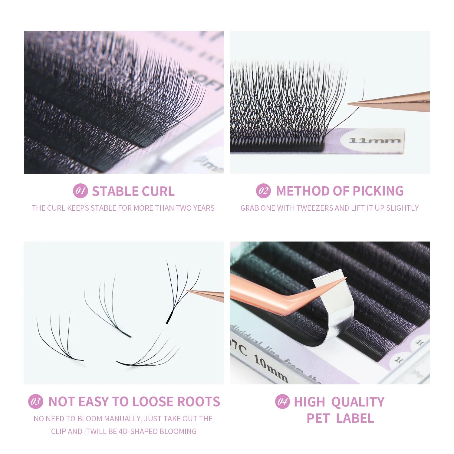 4D-W Shaped Eyelash Extension Premade Fans W Volume Lashes - 24 Timmar Deals