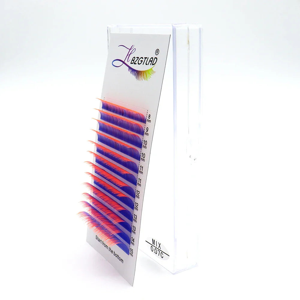 Color Lash Purple Blue Brown Green Red White Pink Yellow Eyelash Extensions Individual False Colored Mink Lashes Makeup - 24 Timmar Deals