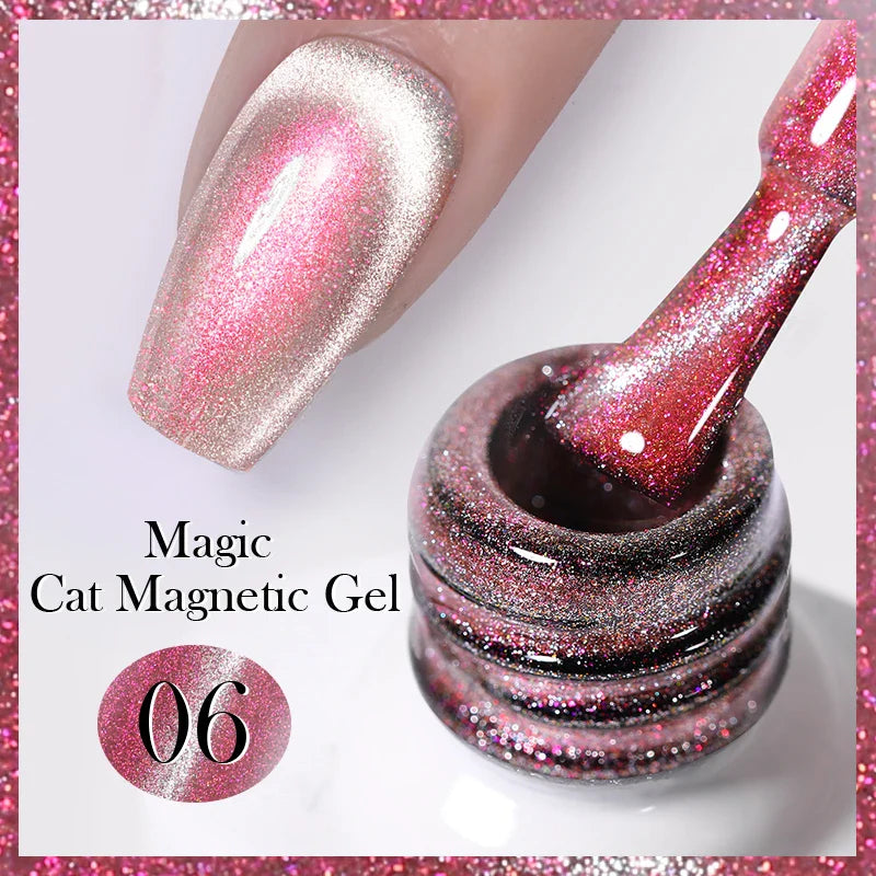 10ml Magic Cat Magnetic Gel Nail Polish Sparking Aurora Silver Effect Soak Off UV Gel Varnis Semi-Transparent - 24 Timmar Deals