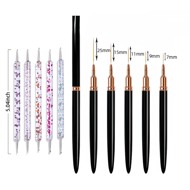 7/9/11/15/25MM Nail Liner Pensel Sett - 24 Timmar Deals