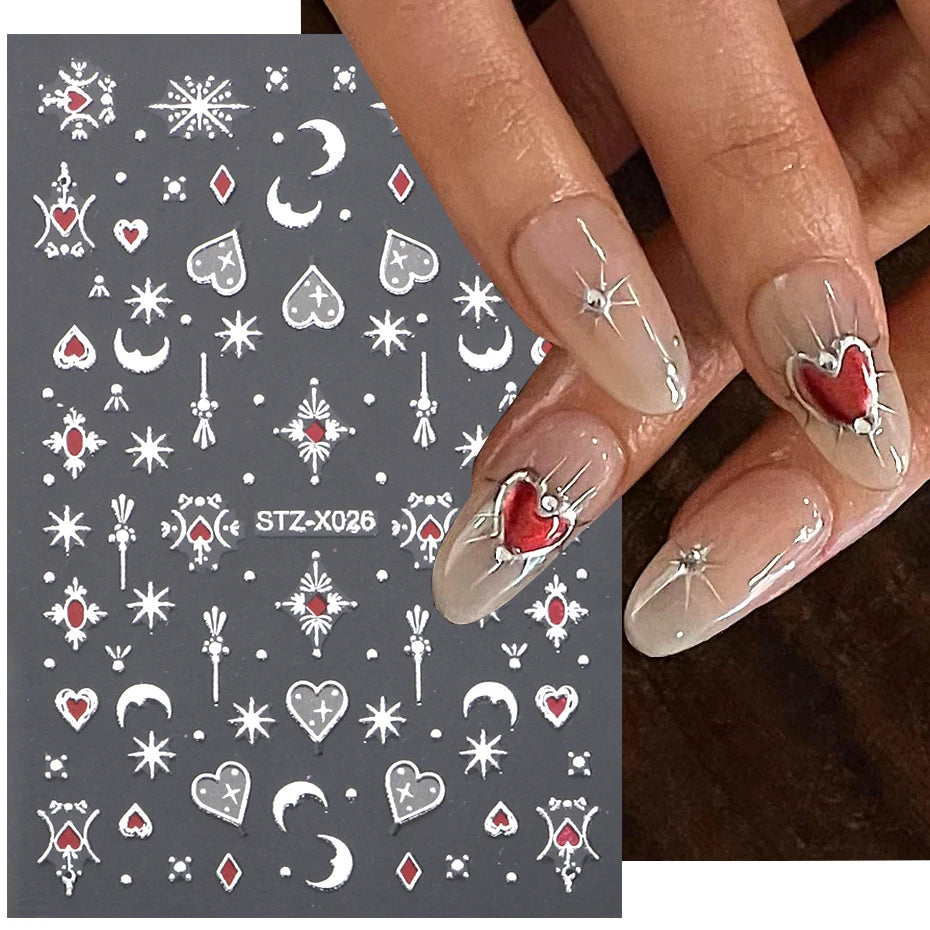 3D Metall Silver Flame Nail Stickers Bronzing Chrome - 24 Timmar Deals