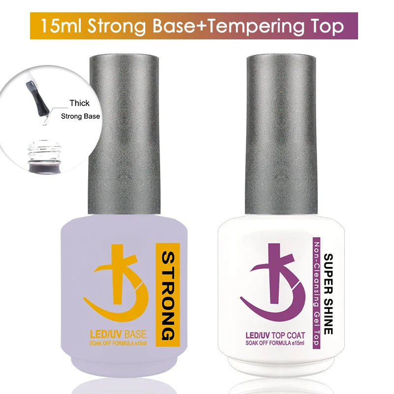 Base and Top Coat Gel Polish 15ml Thick uv Rubber Base Varnish Hybrid Nail Art Semipermanent Nail Polish - 24 Timmar Deals