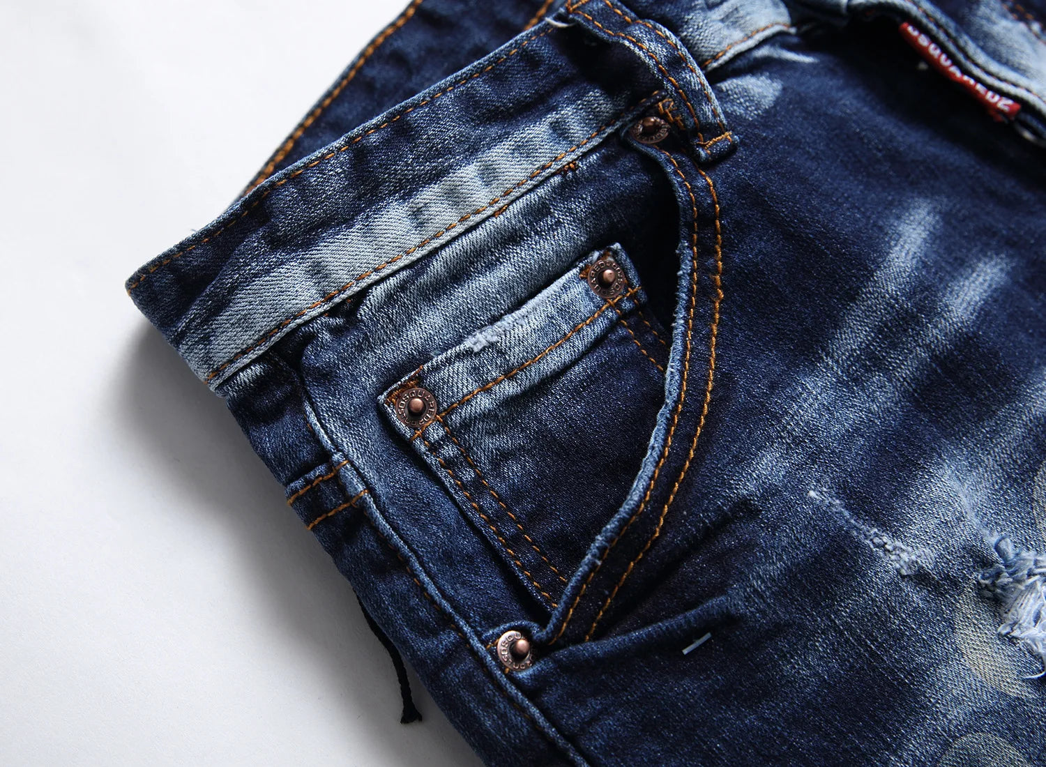 Lyxiga mäns slim-fit stretchblå jeansbyxor - 24 Timmar Deals