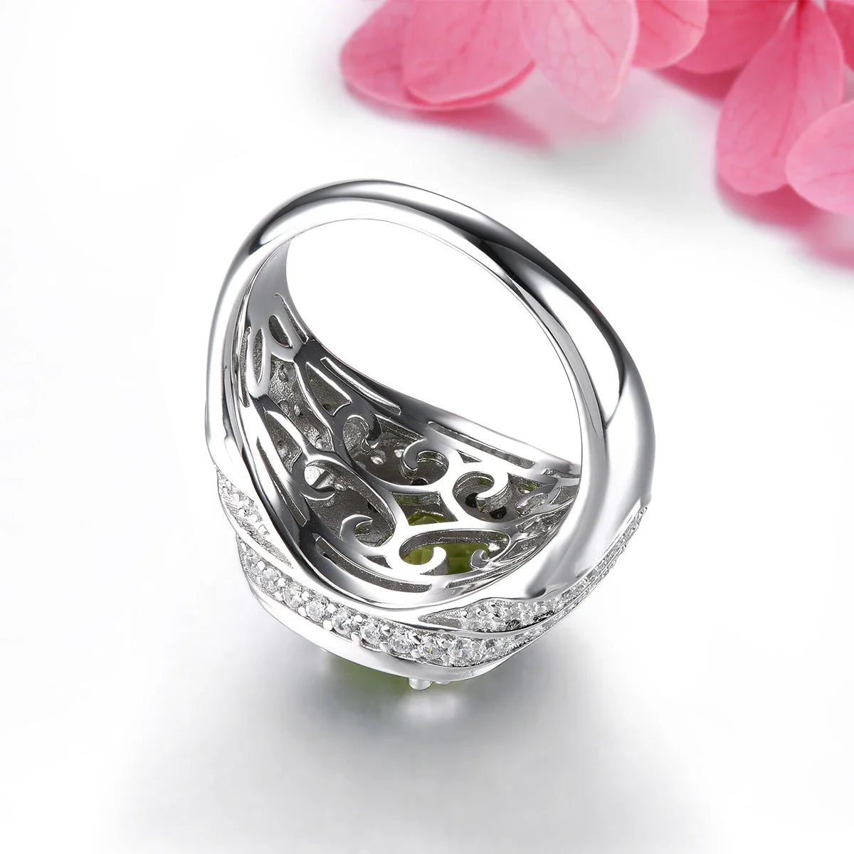 Peridot Black Spinel Solid Sterling Silver Ringar Unisex Style 3,2 karat äkta ädelsten - 24 Timmar Deals