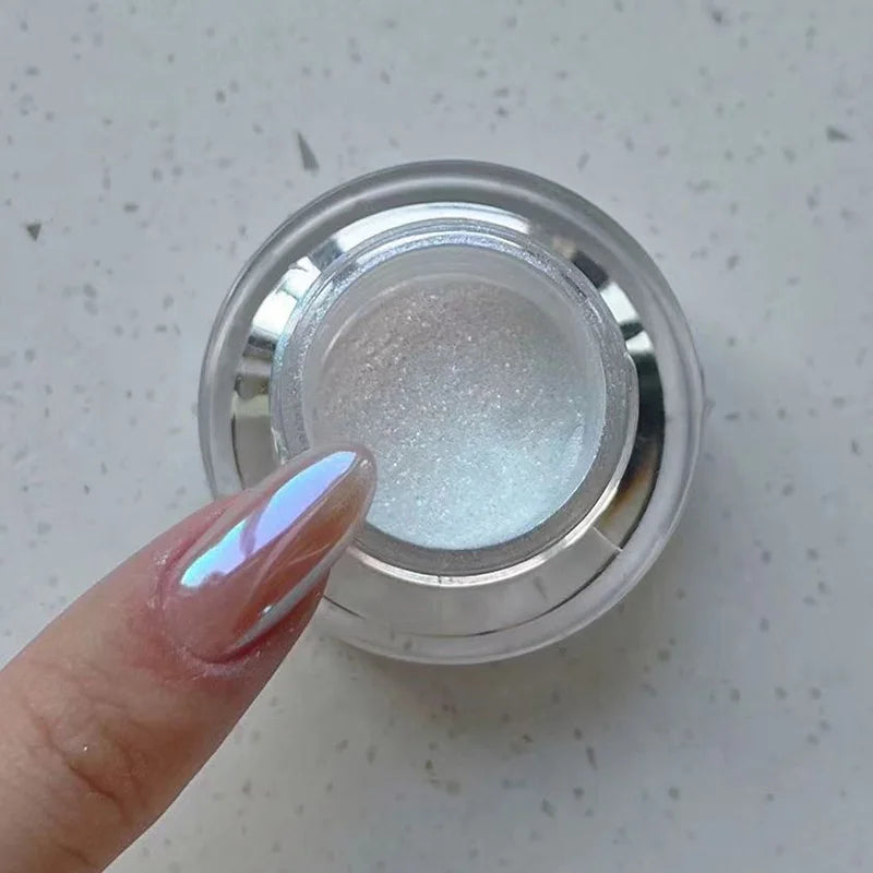 1 burk Plätering Aurora Chrome Nail Powder Högglans Moonlight Mirror Fint Glitter Pigment Aurora Pearl - 24 Timmar Deals