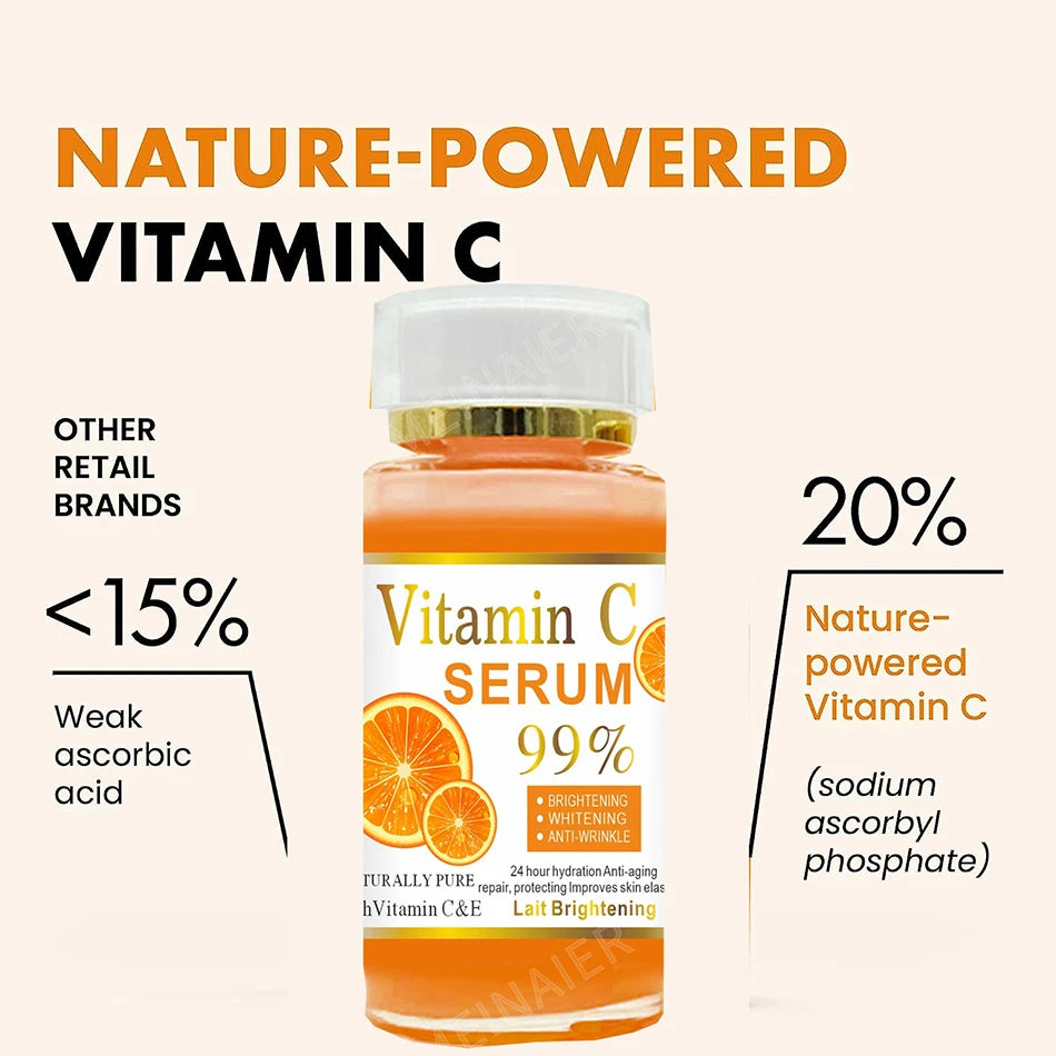 120ml 99% Vitamin C Serum Oil Facial Serum AHA Kojic Acid glutathione Facial skin brightening - 24 Timmar Deals