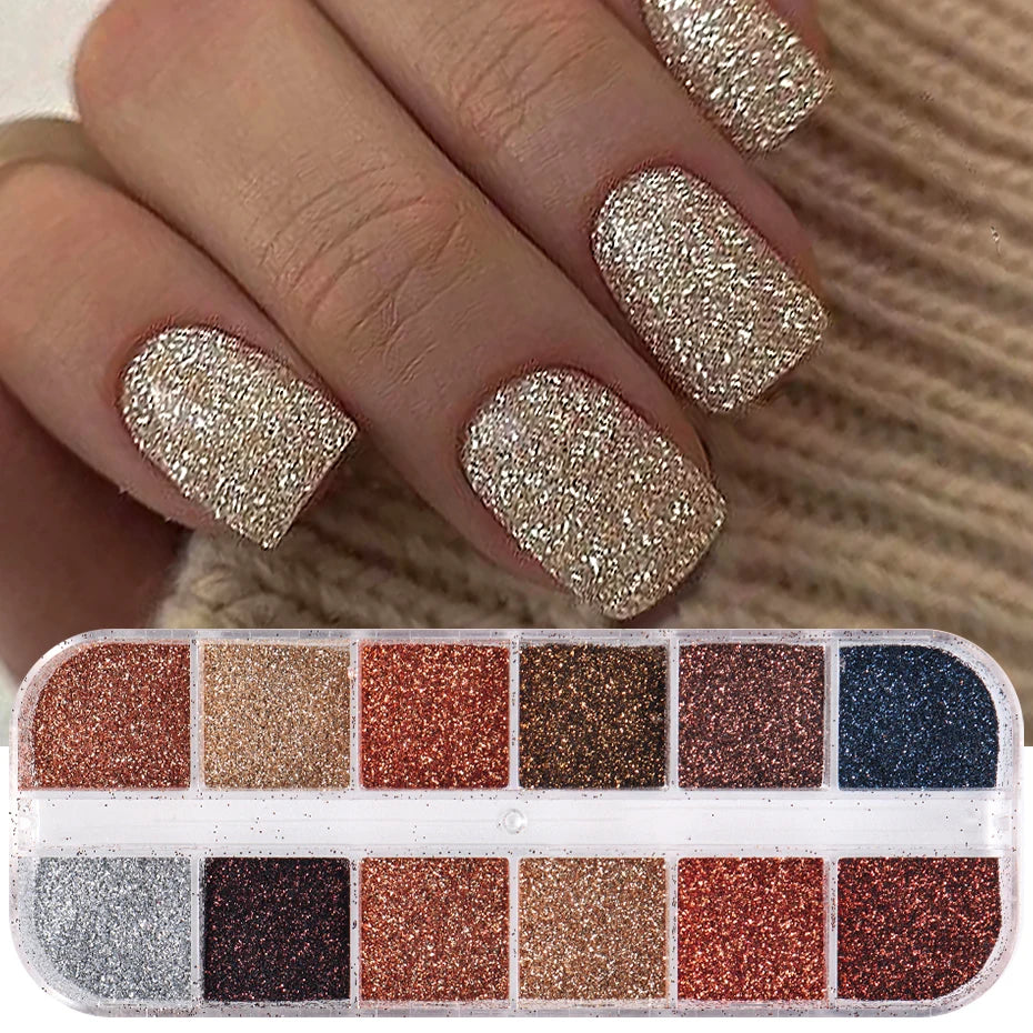 12 Grids iriserande Nail Art Glitter Rose Gold-färger - 24 Timmar Deals