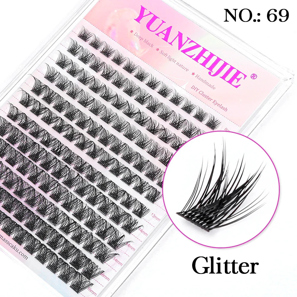 Mix Color 144 Russian Volume False Eyelashes Natural Soft Cluster Segment Lashes - 24 Timmar Deals