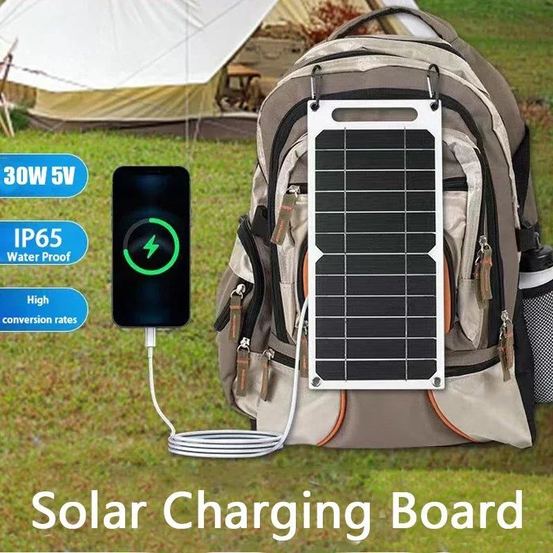 30W Solpanel Med USB Vattentät Utomhusvandring och Camping Bärbart Batteri Mobiltelefon Laddningsbank Laddningspanel 6,8V - 24 Timmar Deals