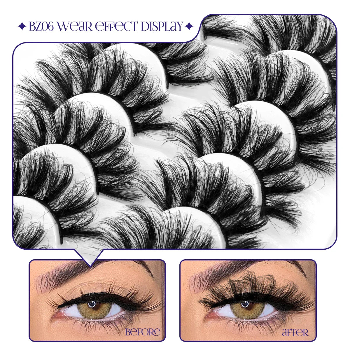 Lashes 5/7 Pairs Eyelashes Faux Mink Eyelashes Long Lasting Fluffy Mink Lashes Dramatic Volume lashes Extension Thick Long - 24 Timmar Deals