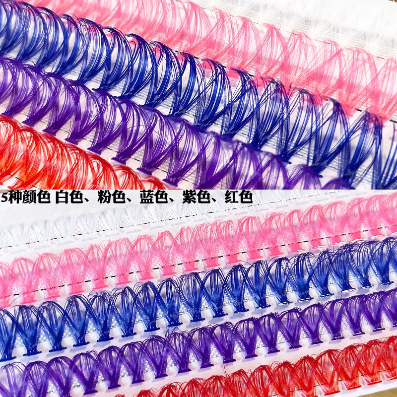 Blue Purple Mix Colored Lashes Cluster Eyelash Extension Natural Long 40D Volume Effect Faux Bunche Individual Makeup Cilias - 24 Timmar Deals