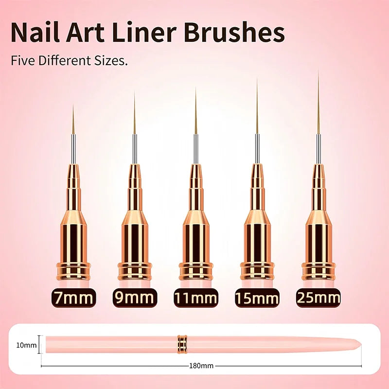 7/9/11/15/25MM Nail Liner Pensel Sett - 24 Timmar Deals