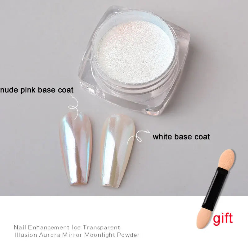 1 burk Plätering Aurora Chrome Nail Powder Högglans Moonlight Mirror Fint Glitter Pigment Aurora Pearl - 24 Timmar Deals