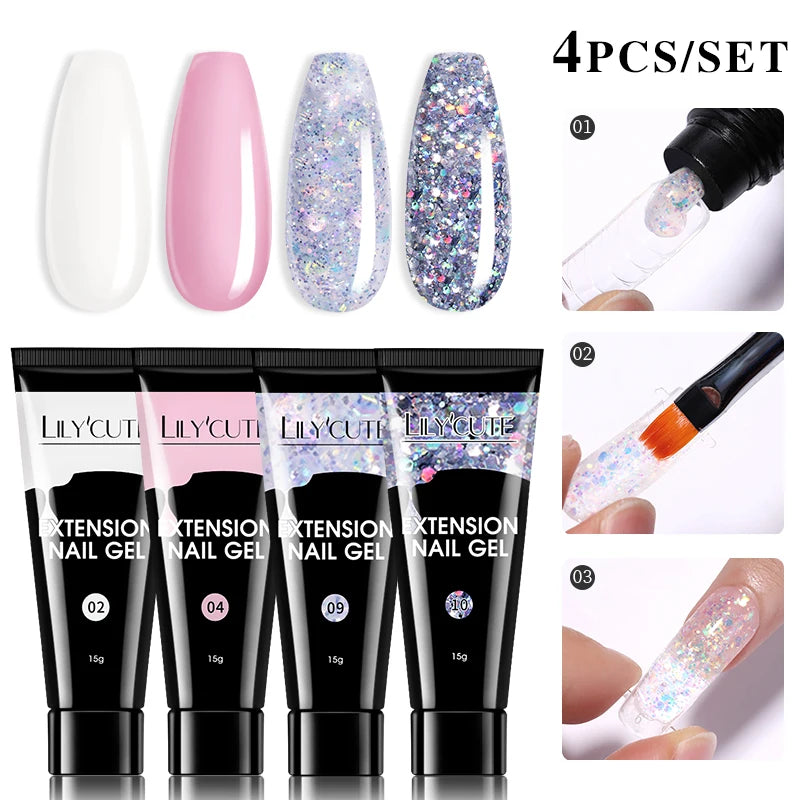 15ml Polygel Nail Extension Set - 24 Timmar Deals