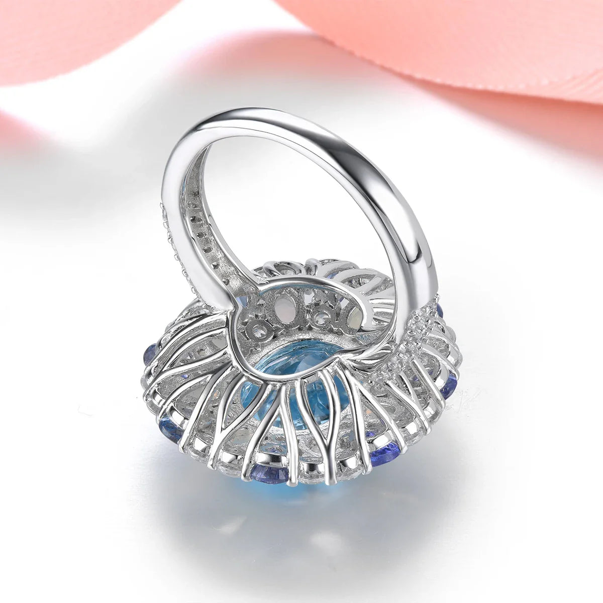 Blå Topaz Sterling Silver Ringar 8 karat Äkta Tananite Opal Multicolor - 24 Timmar Deals