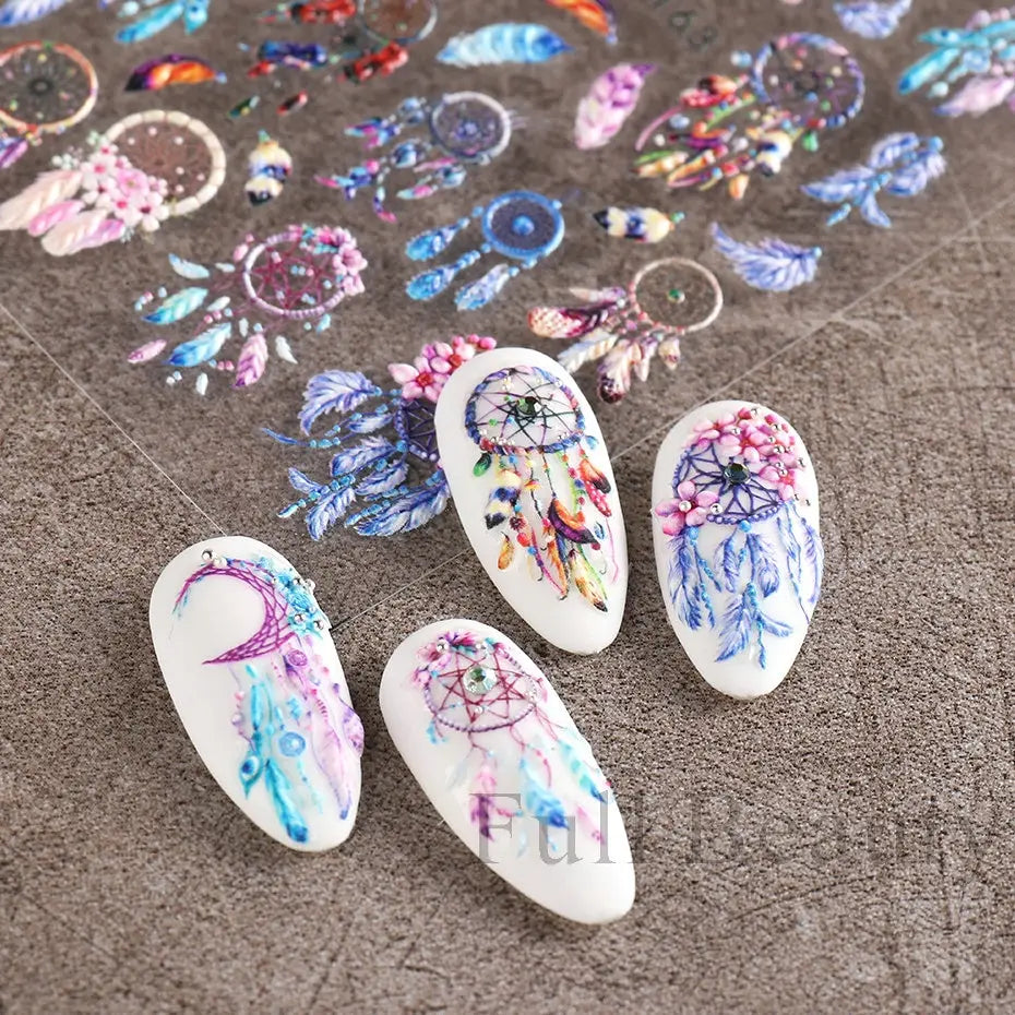 5D White Flower Embossed Nail Art Decals - 24 Timmar Deals